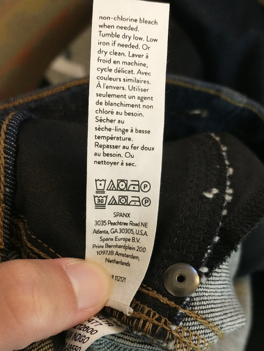 SPANX Wide Leg Jeans Large Raw Indigo Dark Wash - Picture 13 of 14
